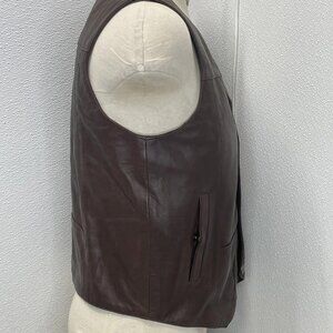Milwaukee Men's Western‑Style V‑Neck Motorcycle Rider Vest – Brown – Size L